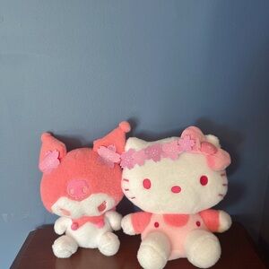 Sanrio Hello Kitty and Kuromi Sakura Series Plush 11" NWT Cherry Blossom Round 1